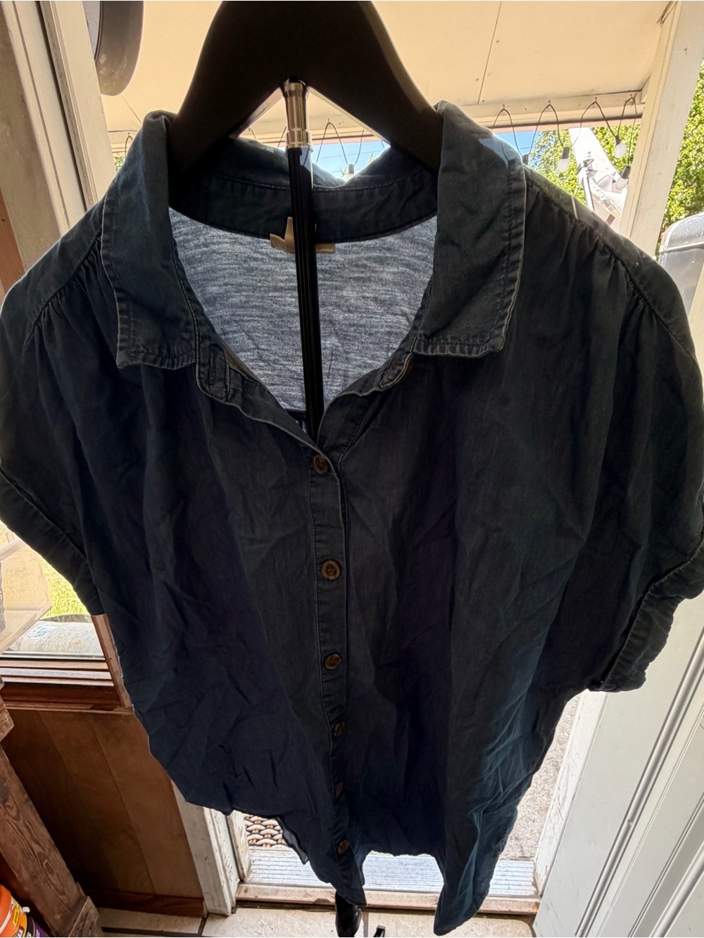 a.n.a Dark Blue Washed Denim Shirt